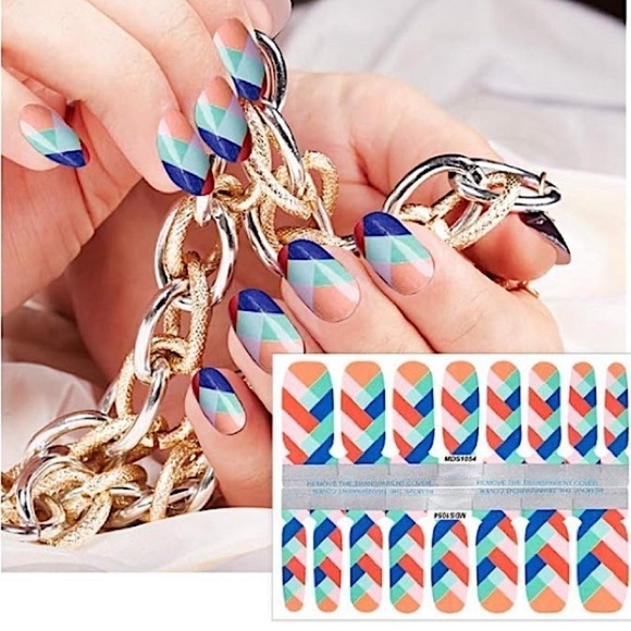 Chevron multicolor nail wraps Geometric Pattern Nail Art Sticker - Picture 1 of 5